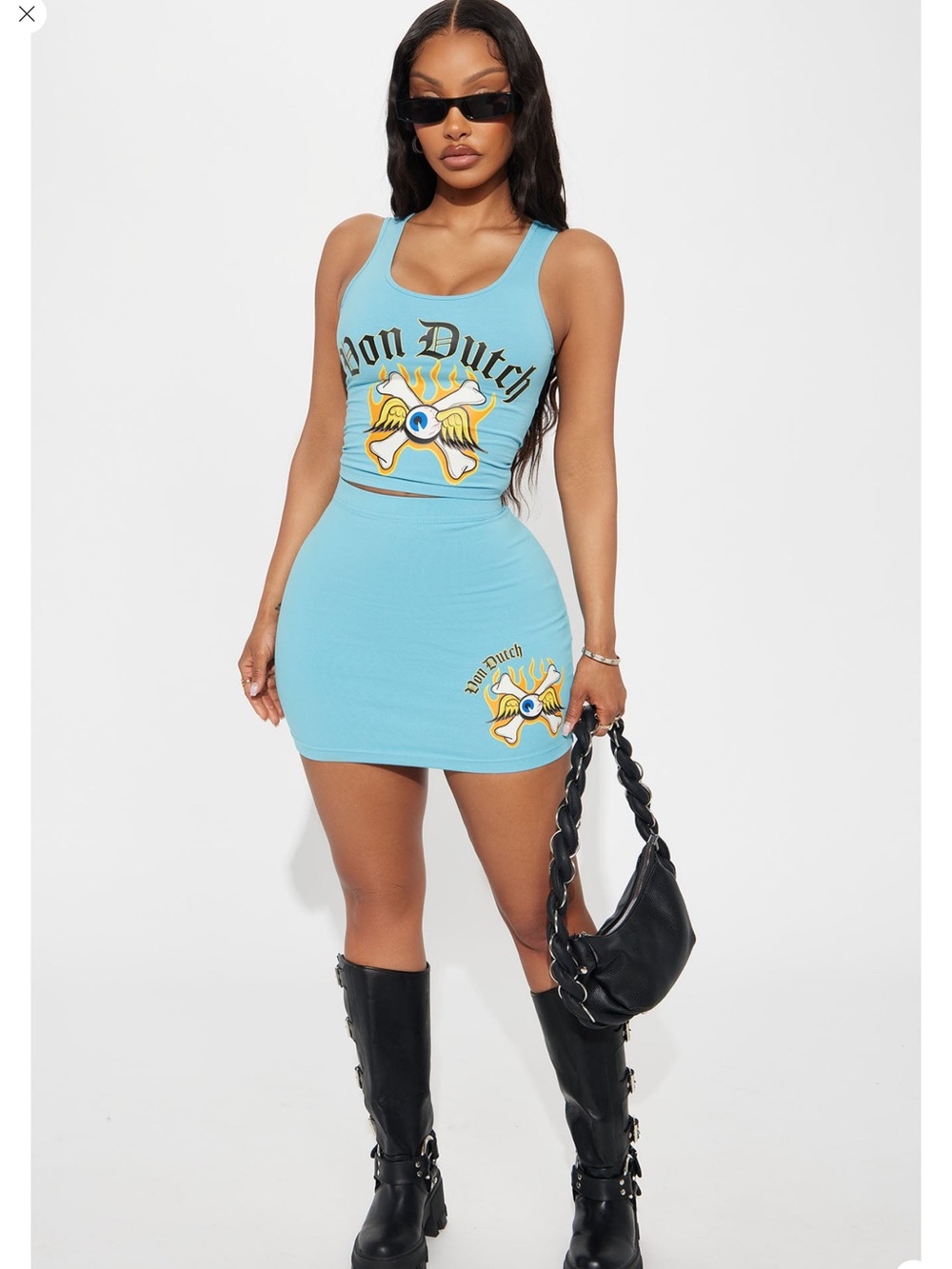 Fashion Nova Light Blue Bodycon Mini Skirt